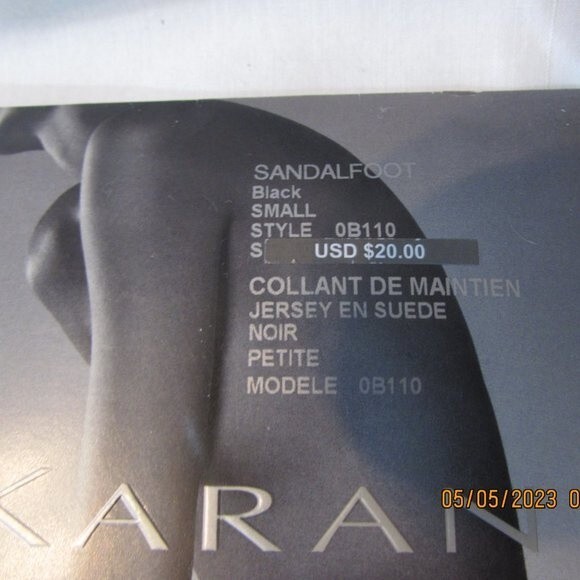 DONNA KARAN SIGNATURE SANDALFOOT BLACK HOSE SIZE SMALL TIGHTS PANTYHOSE - Picture 2 of 8